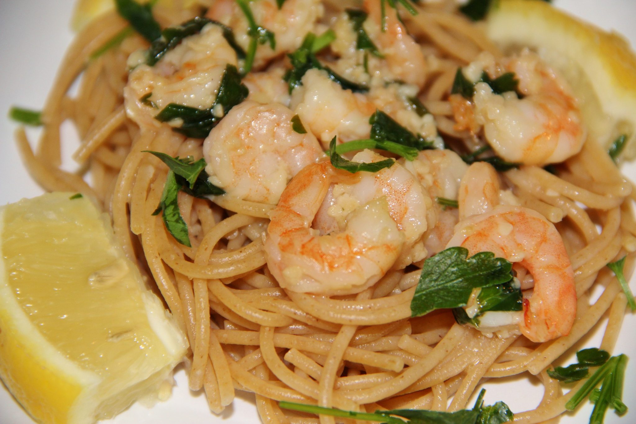 Shrimp Scampi with Whole Wheat Spaghetti - Around My Family Table