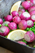 Oven Roasted Radishes with Peas and Dill....an easy side dish recipe