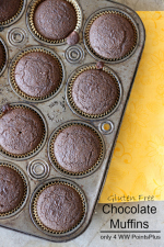 These Gluten Free Chocolate Muffins that are low in fat and have only 4 Weight Watchers PointsPlus per muffin