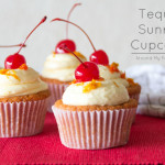 Tequila Sunrise Cupcakes-- a grenadine cupcake with tequila orange buttercream