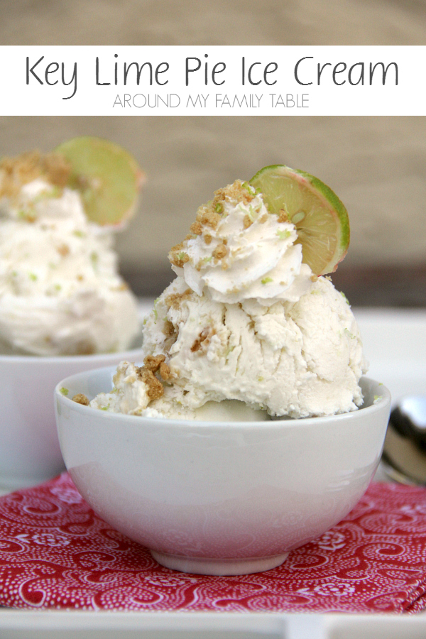 A delicious, no-churn ice cream version of my favorite pie...Key Lime Pie Ice Cream! It's cool, tart, and a little sweet and mixes up in less than 5 minutes. 