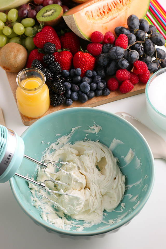 Fruit Kabobs and fruit dip ingredients