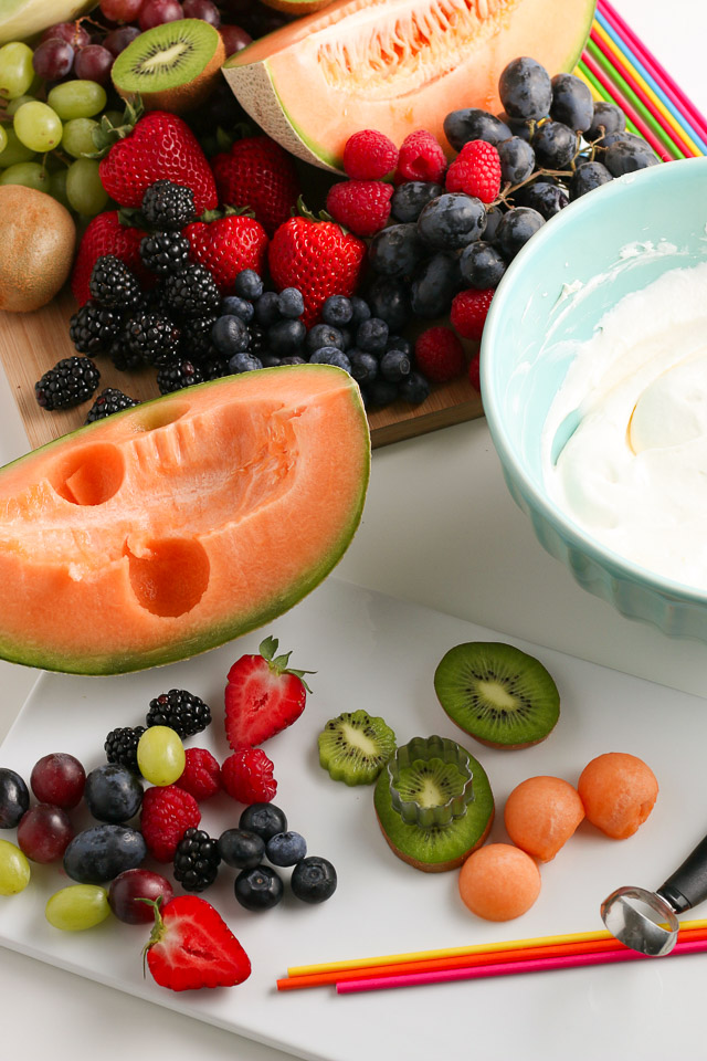 Fruit Kabobs and fruit dip ingredients