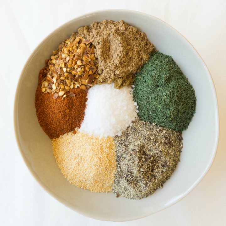 6 spices in a bowl to make a seasoning blend