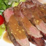 Grilled Flank Steak with Peppercorn Pan Sauce