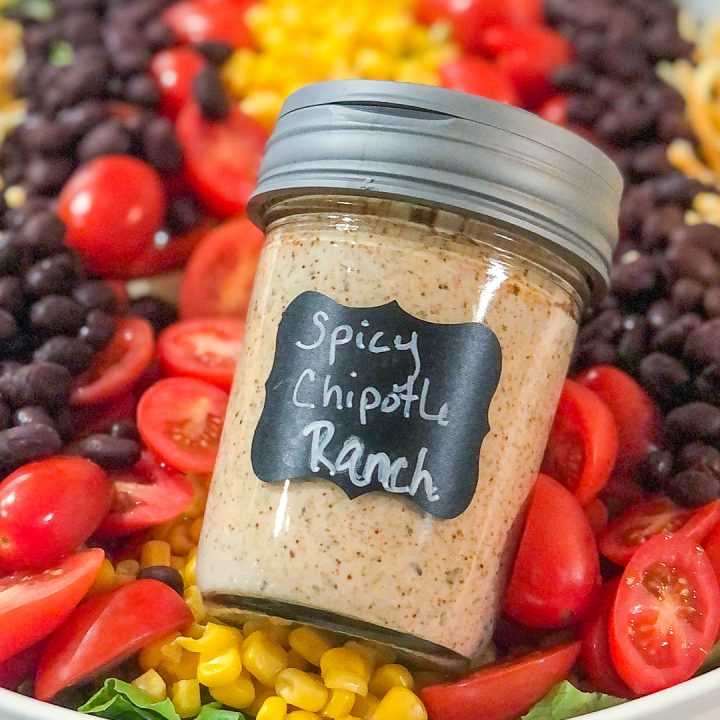 bottle of spicy chipotle ranch on southwestern salad