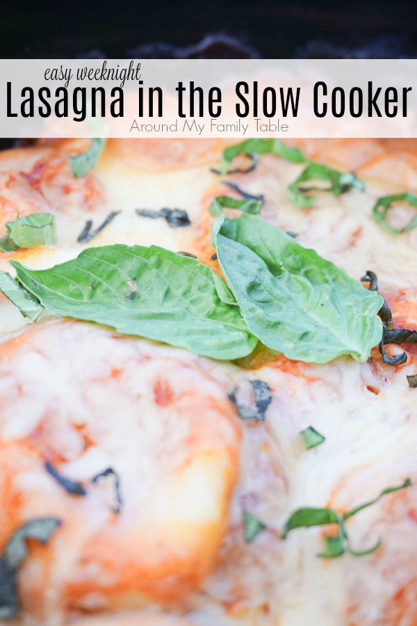titled image - easy weeknight lasagna made in a slow cooker