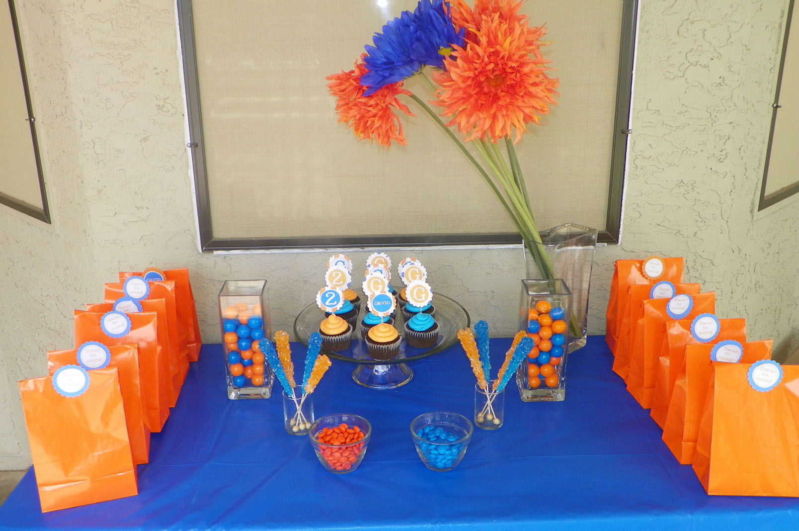 Blue & Orange Birthday Party Table