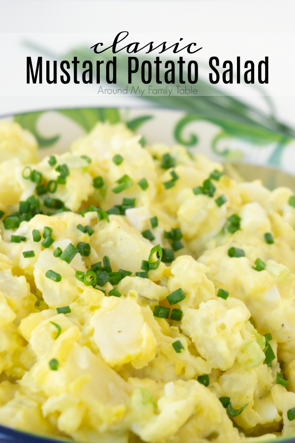 titled photo (and shown in serving bowl) Classic Mustard Potato Salad - Around My Family Table