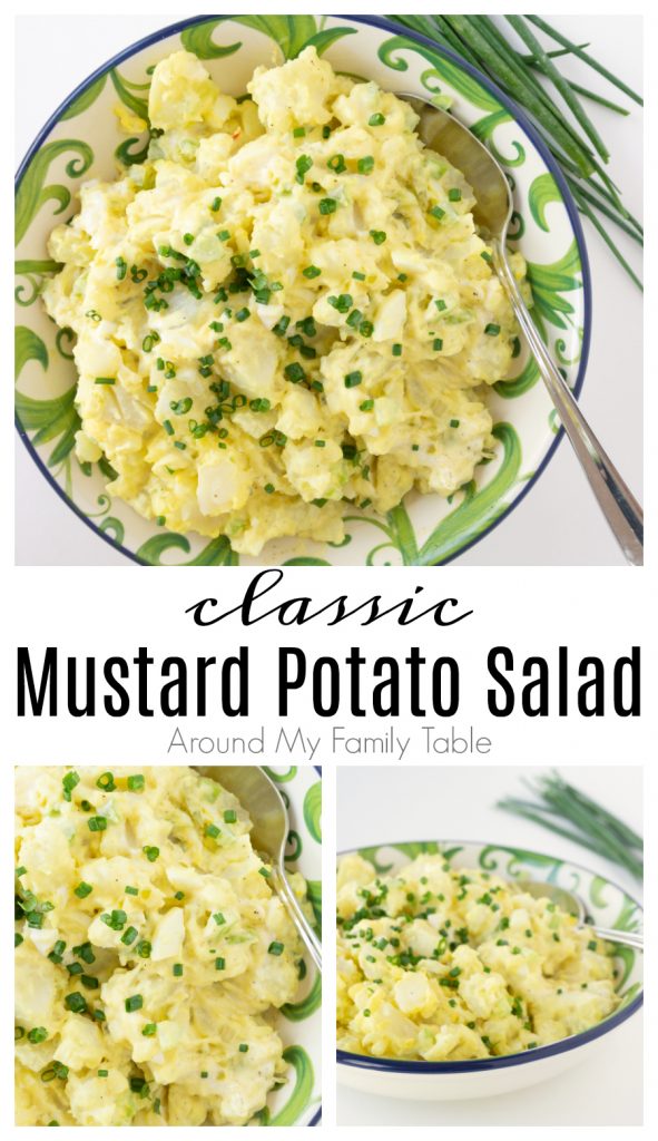 titled photo collage for Pinterest (and shown): Classic Mustard Potato Salad: Around My Family Table