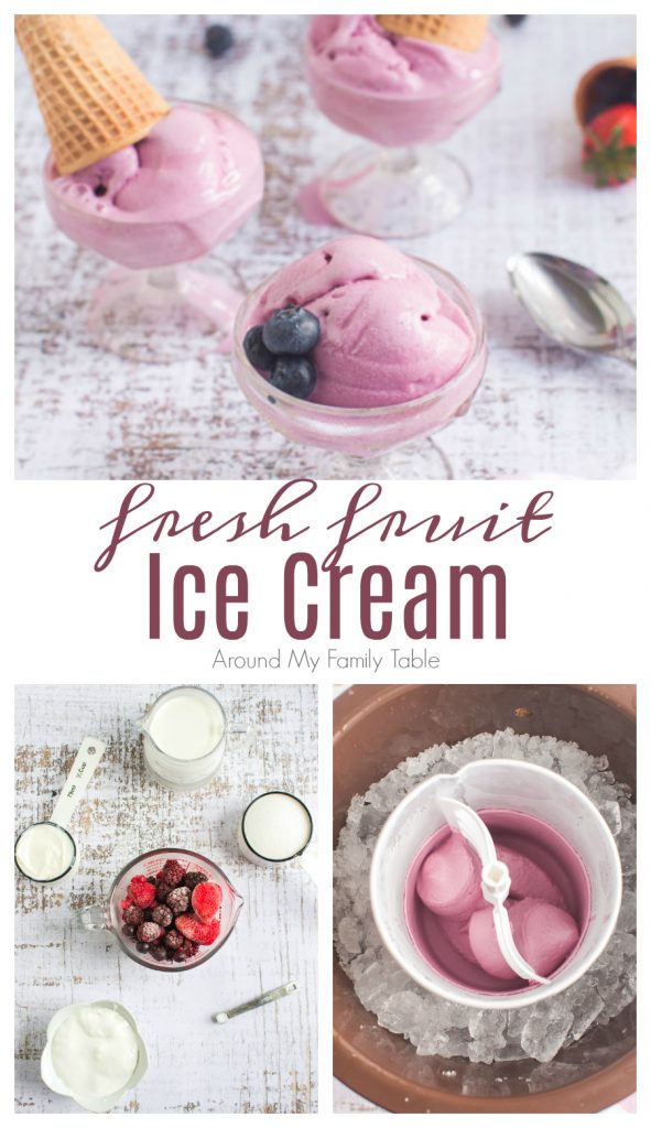fresh fruit ice cream collage