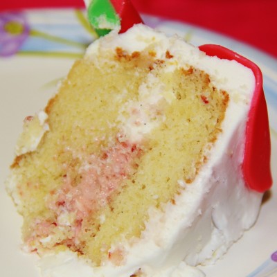 Vanilla Bean Cake with Strawberry Cream Filling
