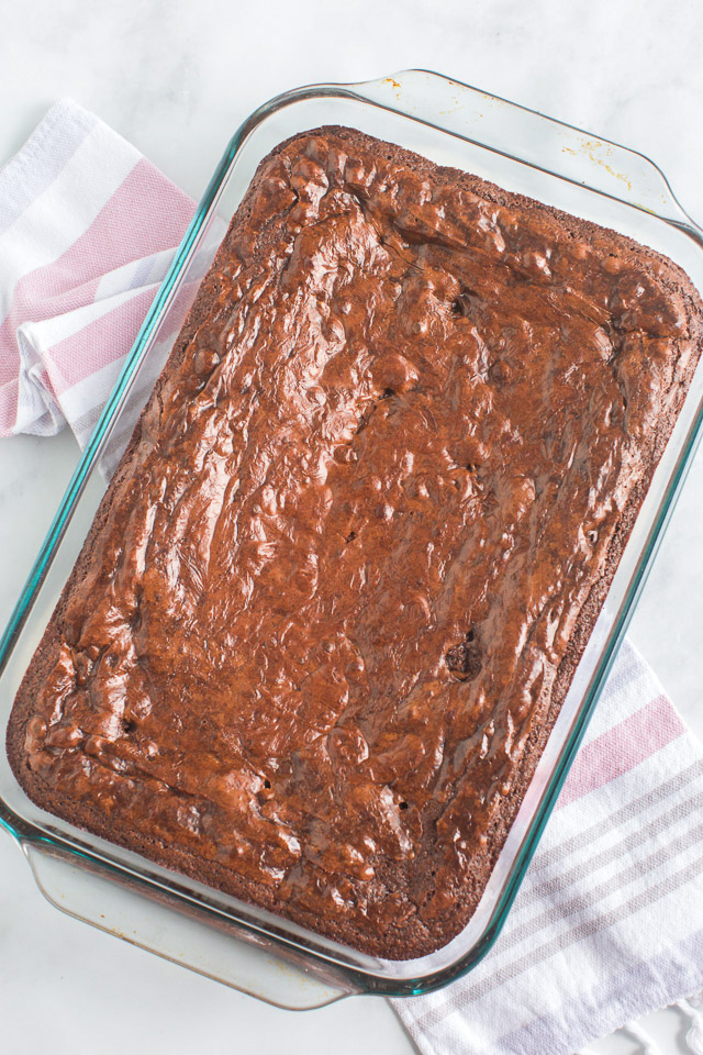 dark chocolate brownies in a pan