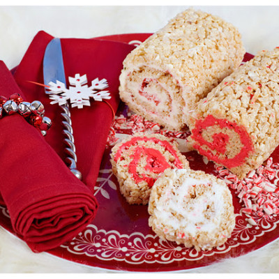 Swirly Peppermint Rice Krispies Roll-Ups