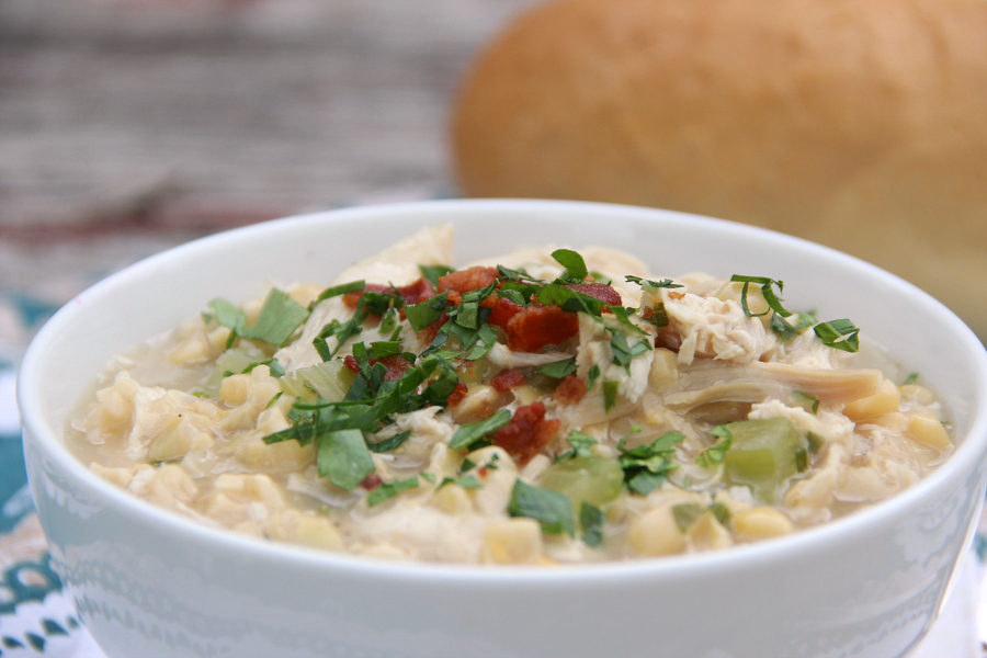 Throw together is quick Chicken and Corn Soup using leftover chicken for a simple, yet hearty weeknight supper.