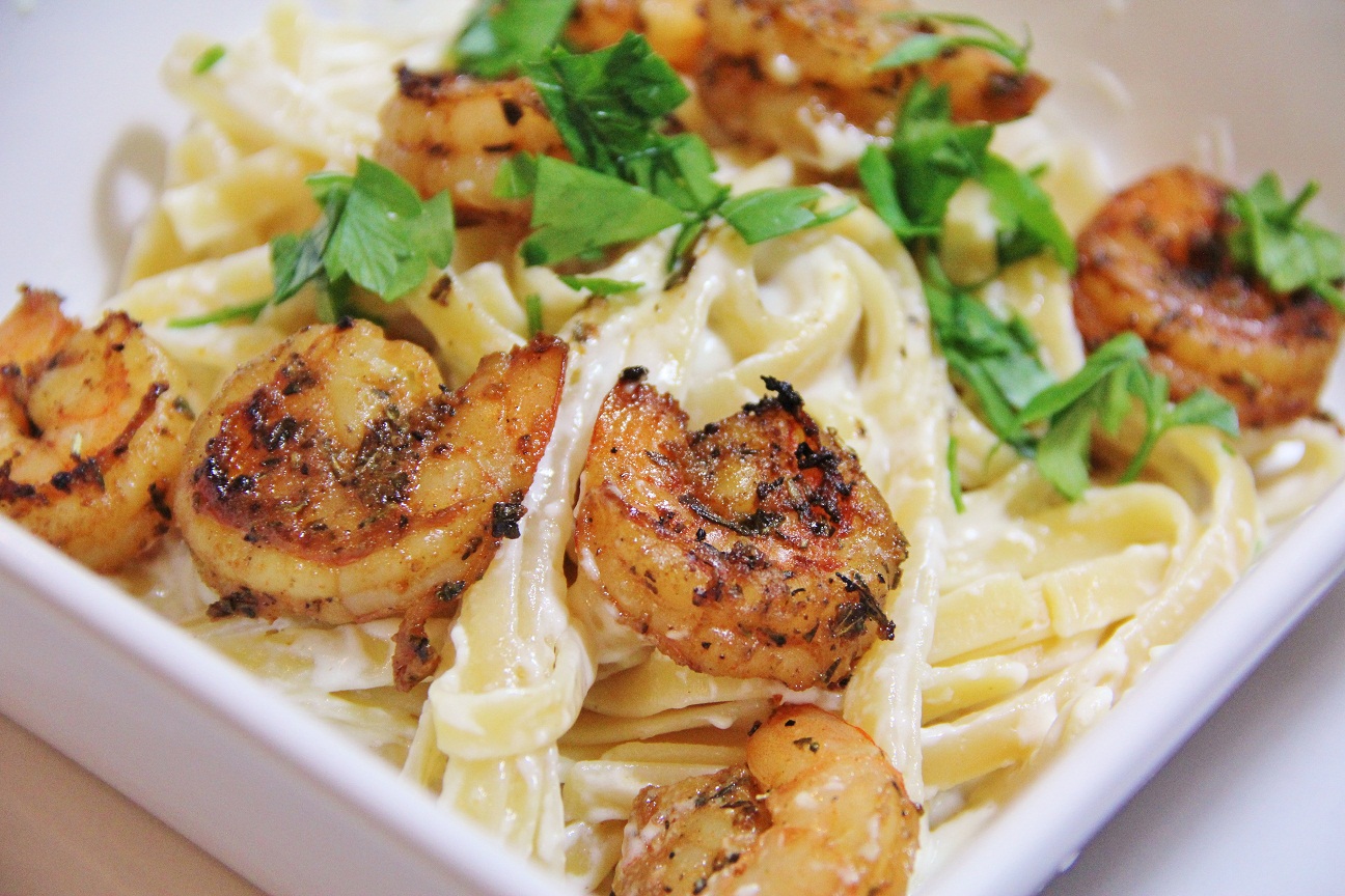 Spicy Shrimp Alfredo - Around My Family Table