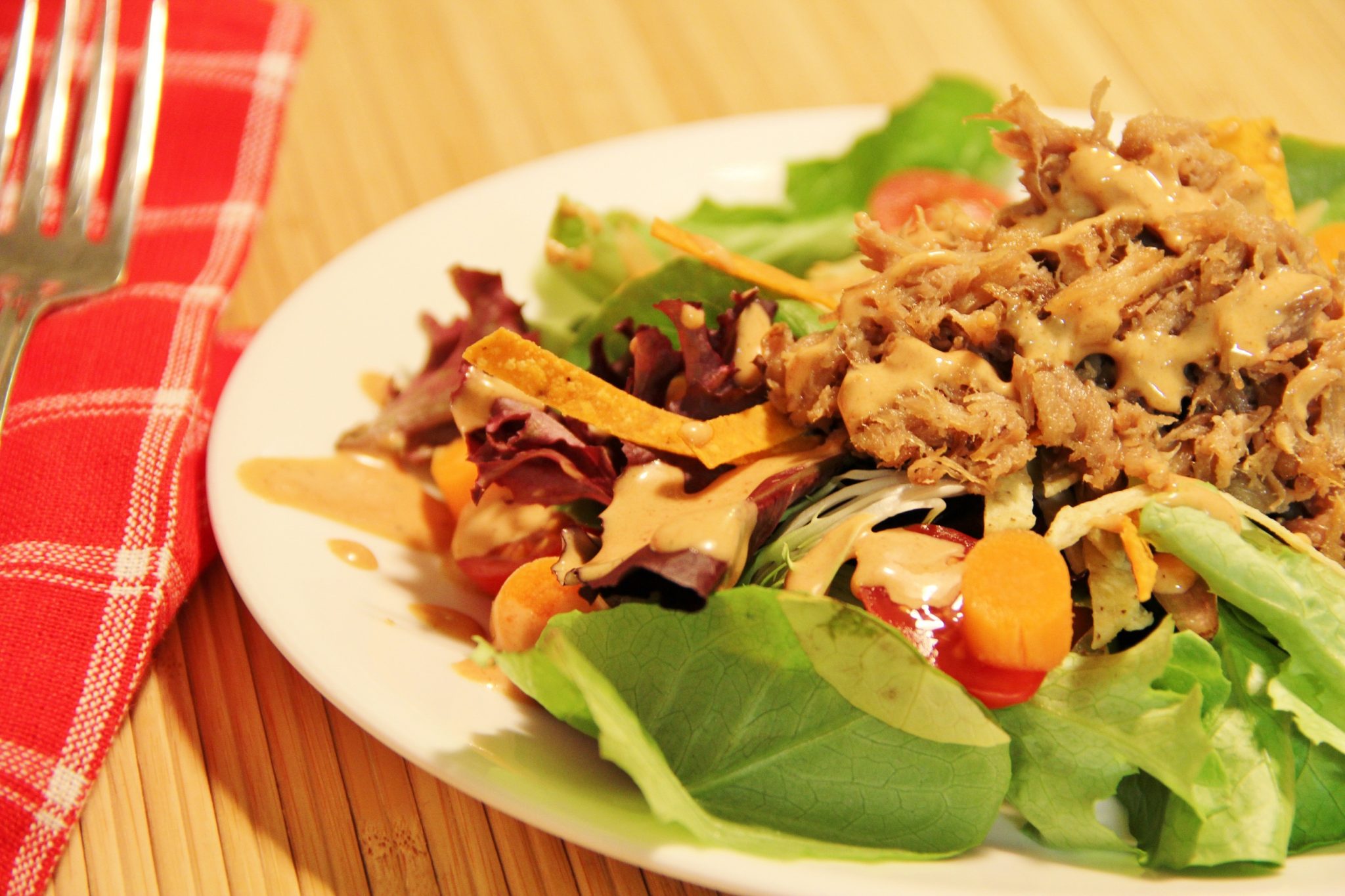 Sweet Pork Salad with BBQ Ranch Dressing