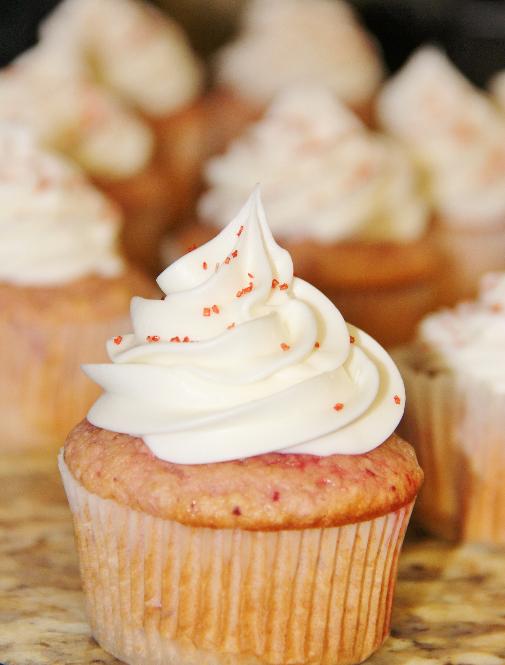 Strawberry Cupcakes with Almond Buttercream...no dyes or jello!