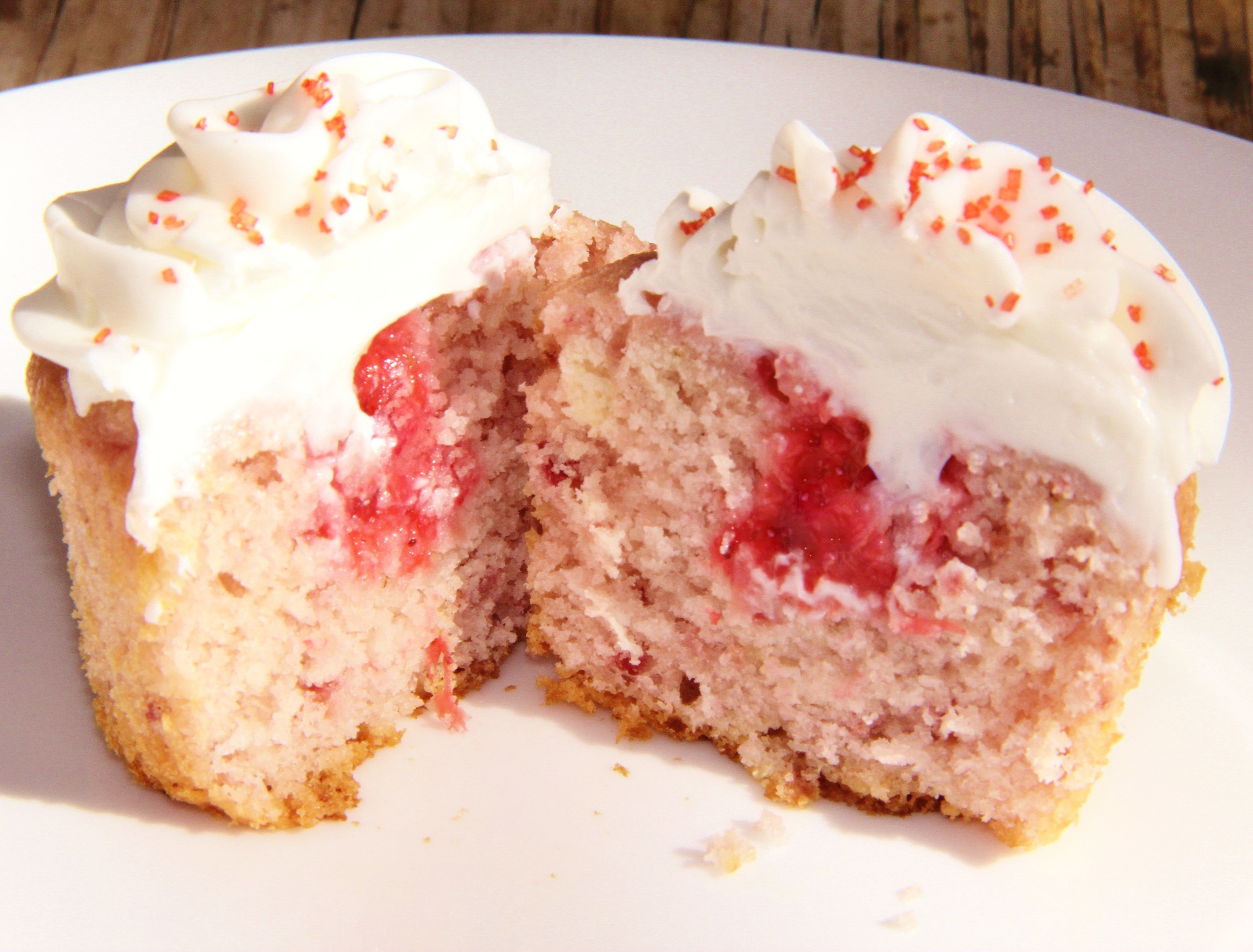 Strawberry Cupcakes with Almond Buttercream...no dyes or jello!