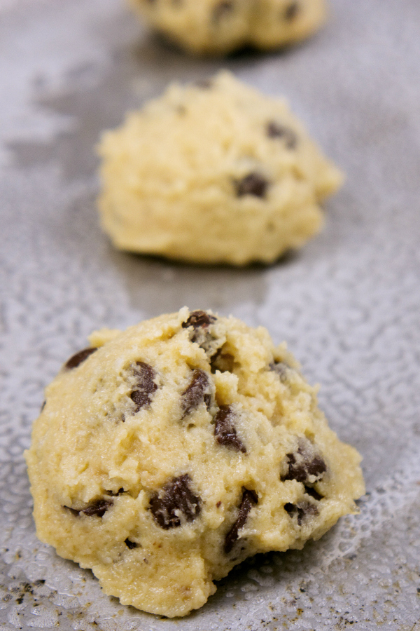 Crispy Chocolate Chip Cookies are perfect dipping in a tall glass of milk. The almond flour adds a slightly nutty flavor to traditional chocolate chip cookies.