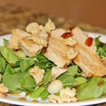 Bok Choy and Chicken Salad with a Sweet Almond Topping