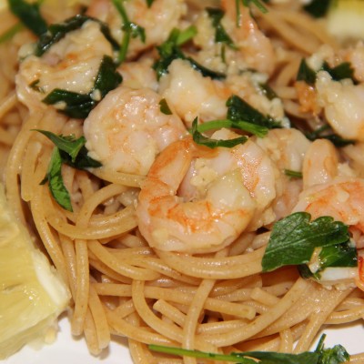 Shrimp Scampi with Whole Wheat Spaghetti