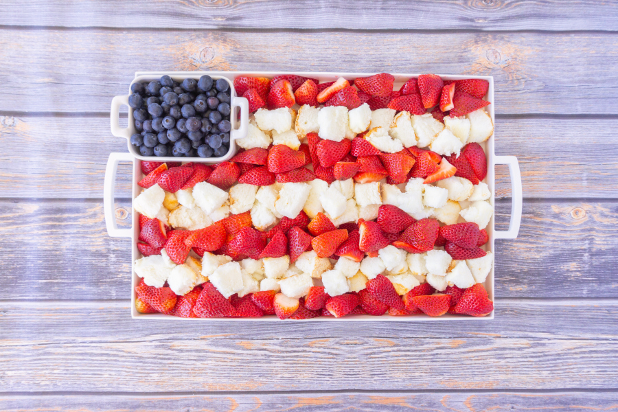 Take advantage of summer berries for this 4th of July Fruit Platter that is the perfect dessert for a hot summer night.  It's simple to throw together, looks festive, and is not very heavy. It's also a great make ahead dessert too!