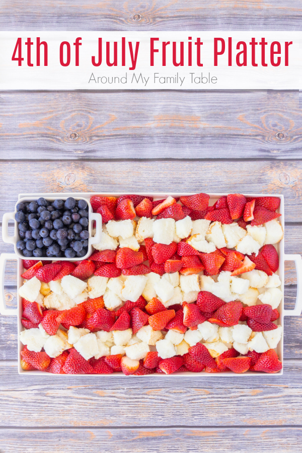 Take advantage of summer berries for this 4th of July Fruit Platter that is the perfect dessert for a hot summer night.  It's simple to throw together, looks festive, and is not very heavy. It's also keto friendly and a great make ahead dessert too!  via @slingmama