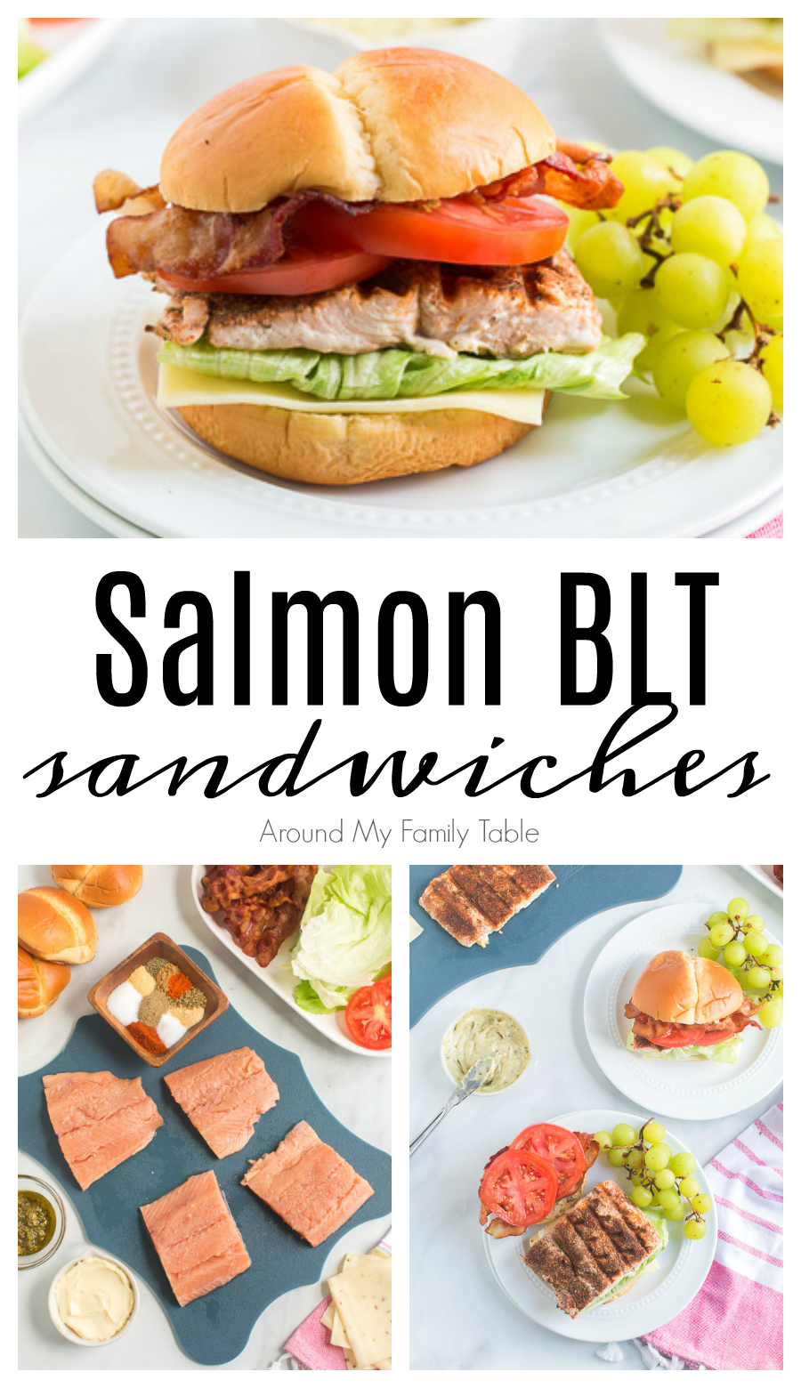 Grilled blackened salmon is delicious on its own but take it up a notch! Make this BLT sandwich recipe for a flavorful healthy lunch or dinner! via @slingmama