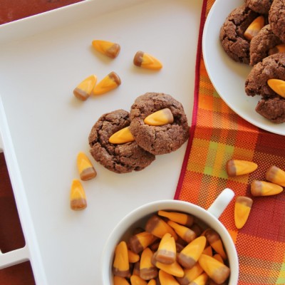 Chocolate Caramel Candy Corn Cookies