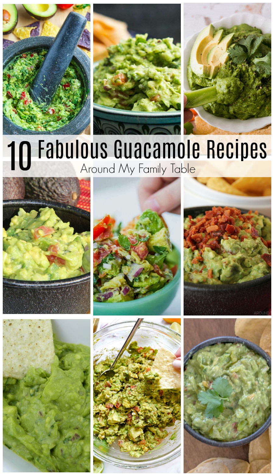 Calling all Avocado Lovers!  These Fabulous Guacamole Recipes are all you need for great dipping...these and a big ol' bag of chips.  There are traditional recipes along with a few fun ones that are my favorites! #guacamole #avocados via @slingmama