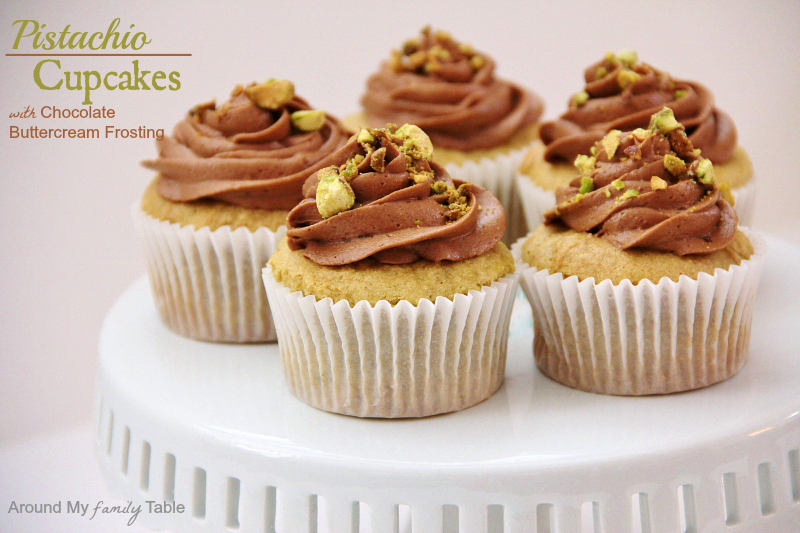 Pistachio Cupcakes with Chocolate Frosting (they are gluten free and can be made dairy free/egg free too with no problems)