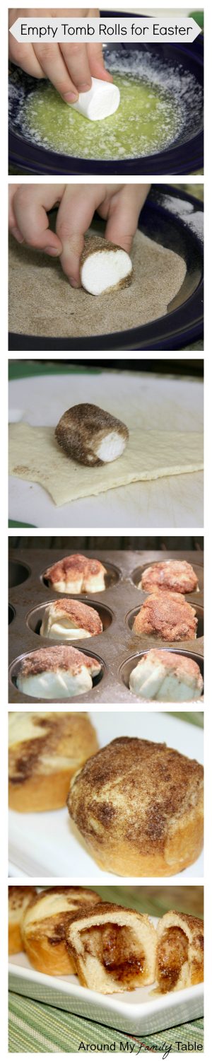 These delicious rolls are the perfect object lesson for kids on Easter morning that teaches the reason for celebrating Easter.&nbsp; My Empty Tomb Rolls are a tradition in our family and have really become a family favorite. Plus I have a secret tip to help keep the rolls together while baking. #easter #emptytombrolls #resurrectionrolls