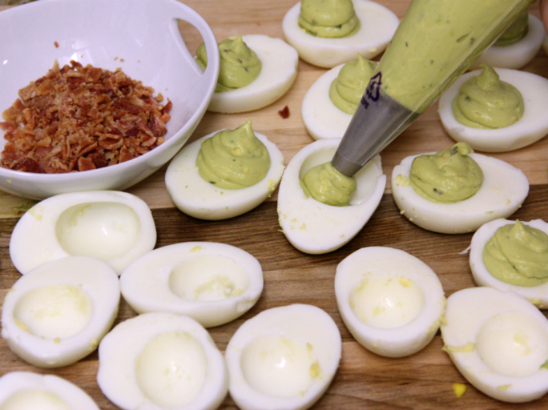 Avocado Bacon Deviled Eggs