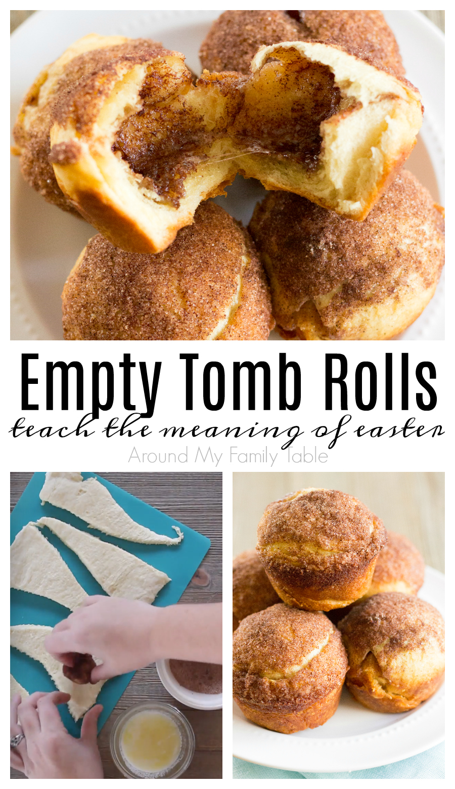 These delicious rolls are the perfect object lesson for kids on Easter morning that teaches the reason for celebrating Easter.  My Empty Tomb Rolls are a tradition in our family and have really become a family favorite. Plus I have a secret tip to help keep the rolls together while baking. #easter #emptytombrolls #resurrectionrolls #easterstory #christian via @slingmama