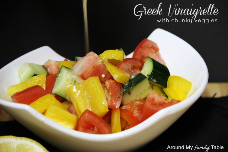 Greek Vinaigrette with feta and chunky veggies