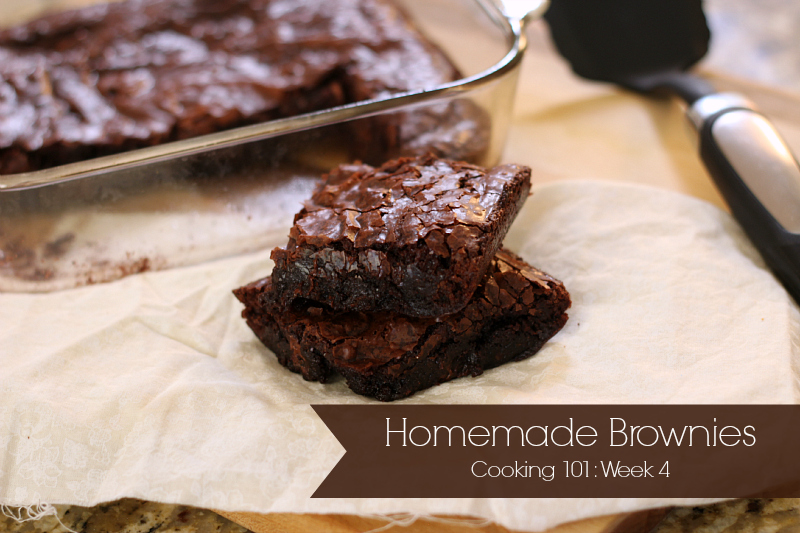 Homemade Brownies from Scratch! Traditional recipe (plus a gluten free/vegan recipe too). Part of a 16 week back to basics cooking class.