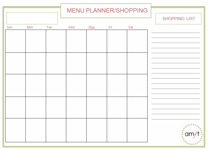Monthly and Weekly Menu Planners Free Printables - AMFT