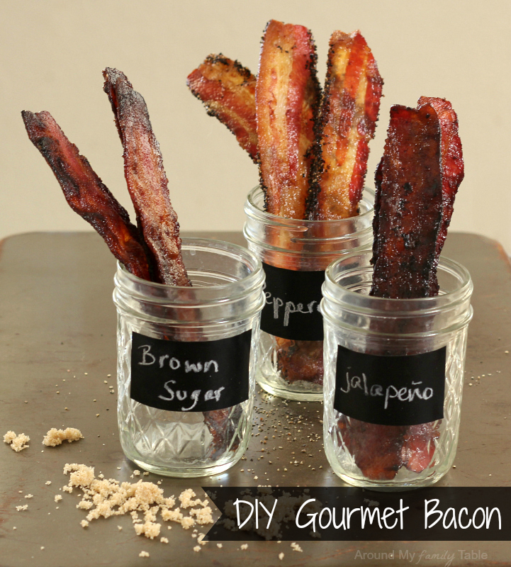 Add one or all of these simple DIY Gourmet Bacon recipes to your next breakfast or brunch.  They are fun for a potluck or holiday party too.