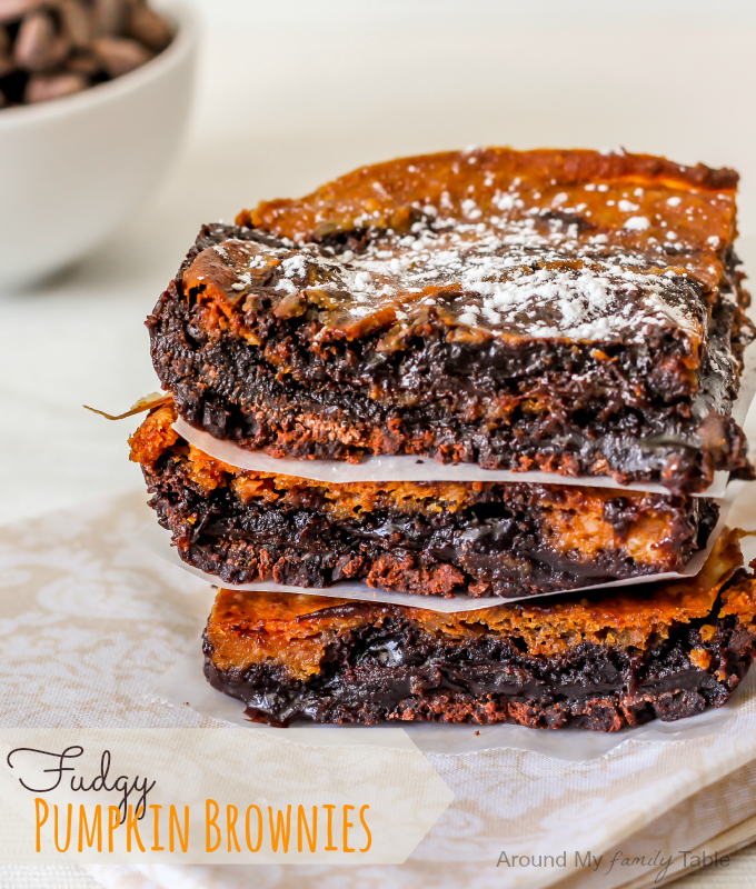 Fudgy Pumpkin Brownies...the perfect fall treat! Plus they are gluten free and vegan!