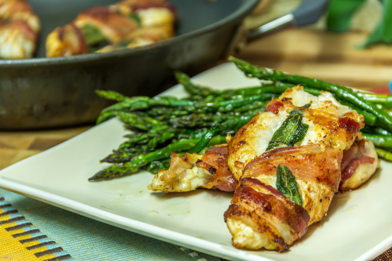 Bacon Wrapped Garlic Sage Chicken