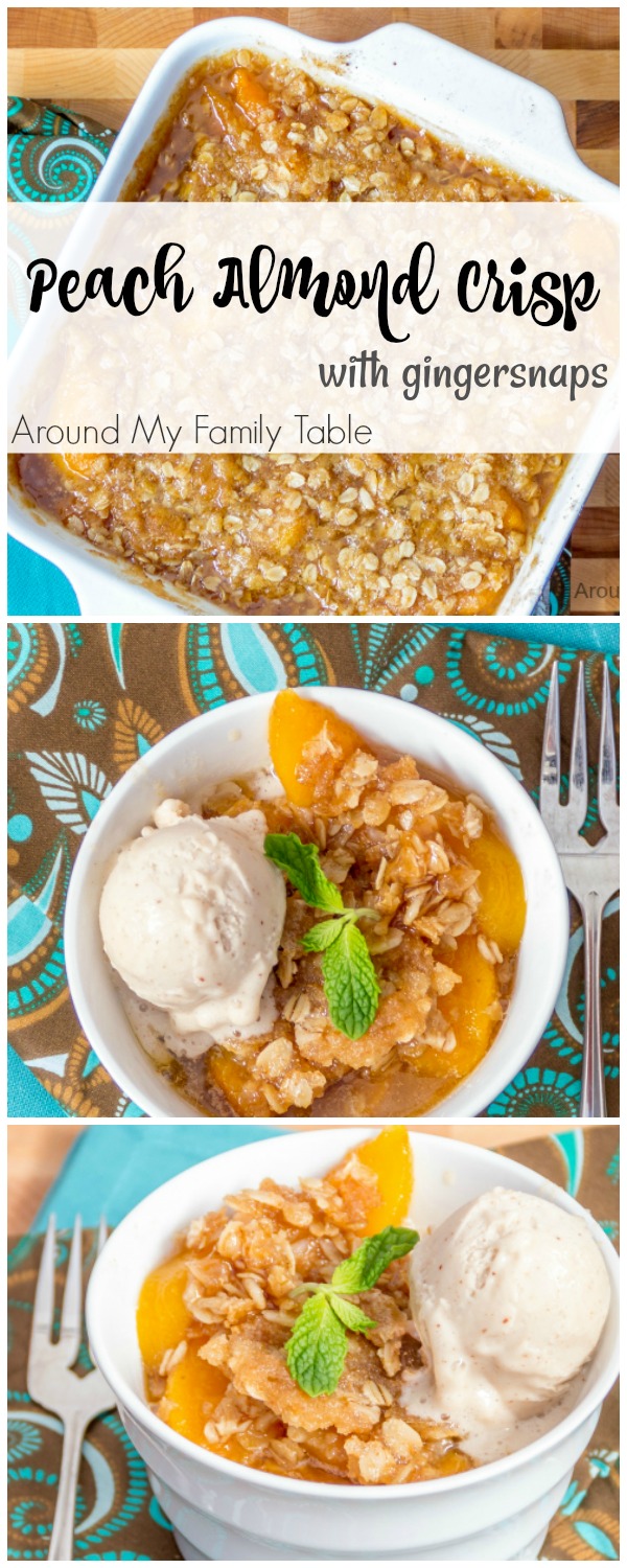 Peach Almond Crisp - Gluten-free dessert with fresh peaches | Around My Family Table