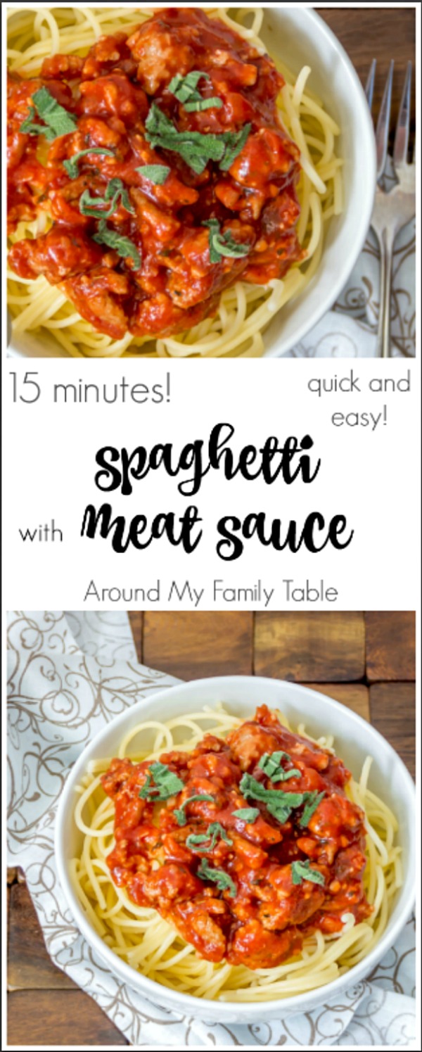 15 minute recipe! Quick and easy Spaghetti with Meat Sauce | Around My Family Table