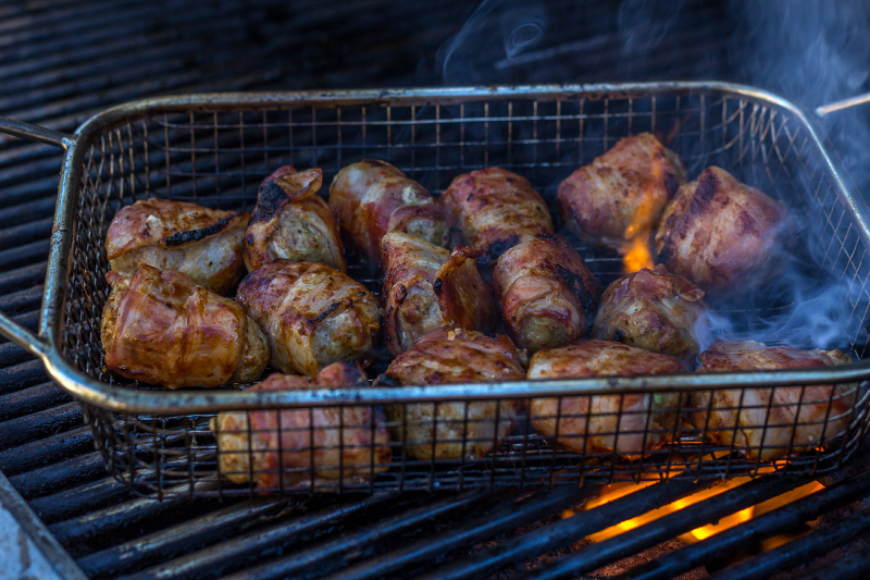 BBQ Bacon Meatball Skewers