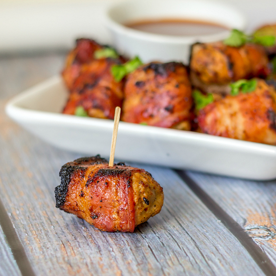 BBQ Bacon Meatball Skewers