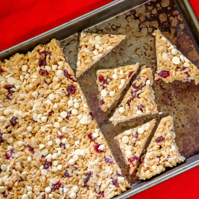 Cranberry and White Chocolate Rice Krispies Treats