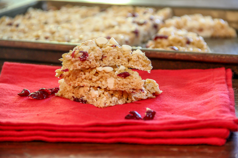 Cranberry & White Chocolate Rice Krispies Treats