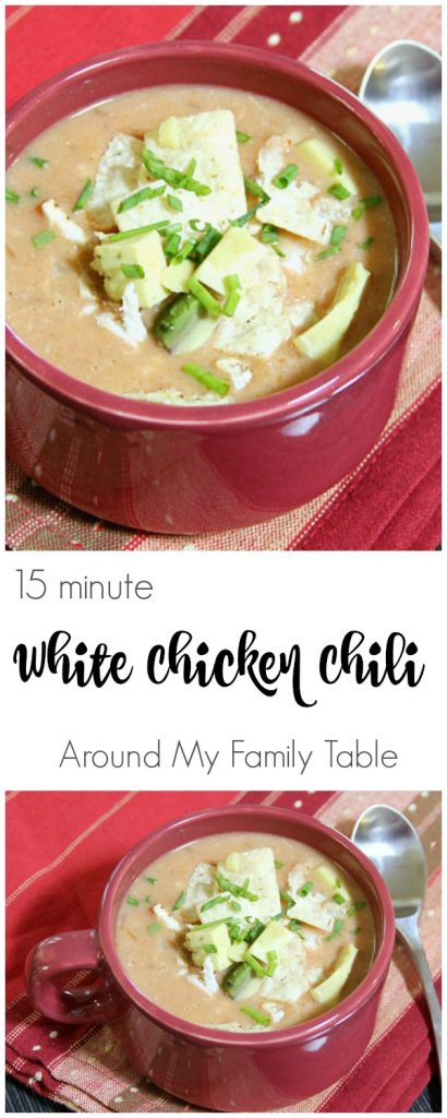 15 Minute White Chicken Chili - The creamiest and best white chili, made in 15 minutes!