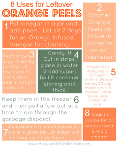 8 Uses for Leftover Orange Peels {free printable}