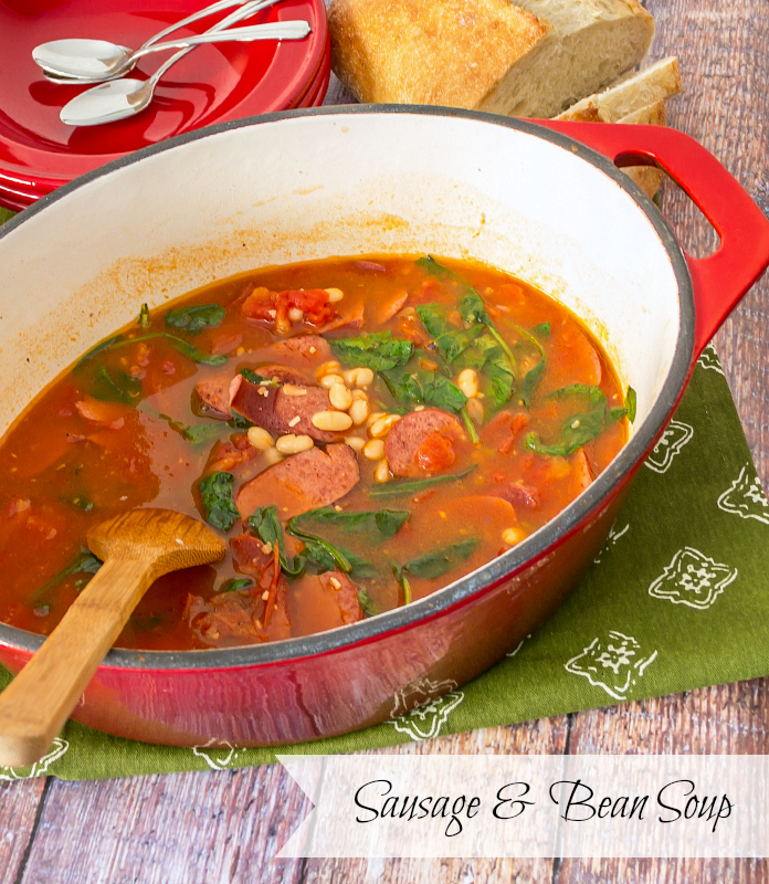 Healthy Bean and Sausage Soup #15MinuteSuppers